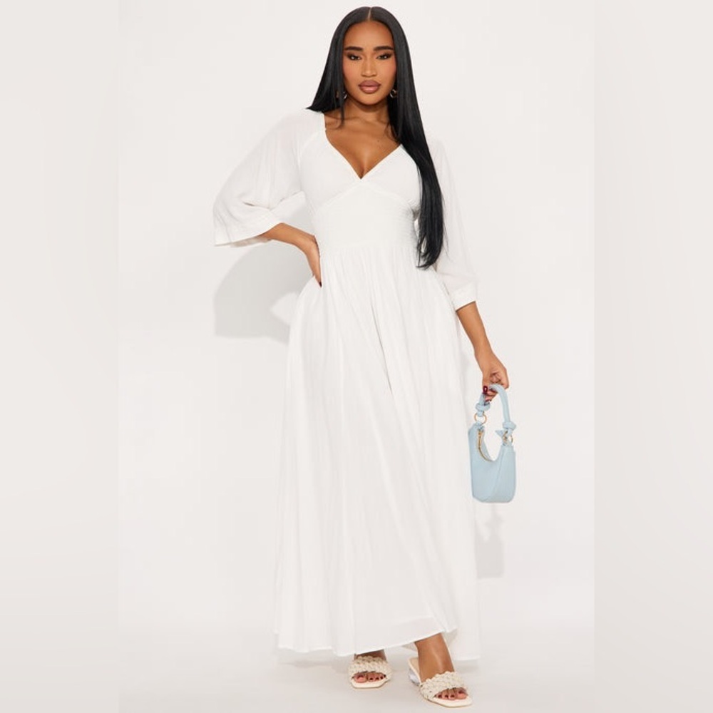 Fashion Nova White Boho Maxi Dress - Jumpsuit rompers - Size L